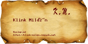Klink Milán névjegykártya
