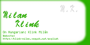 milan klink business card